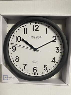 Mainstays Sterling & Noble 8.78" Black Analog Round Modern Wall Clock